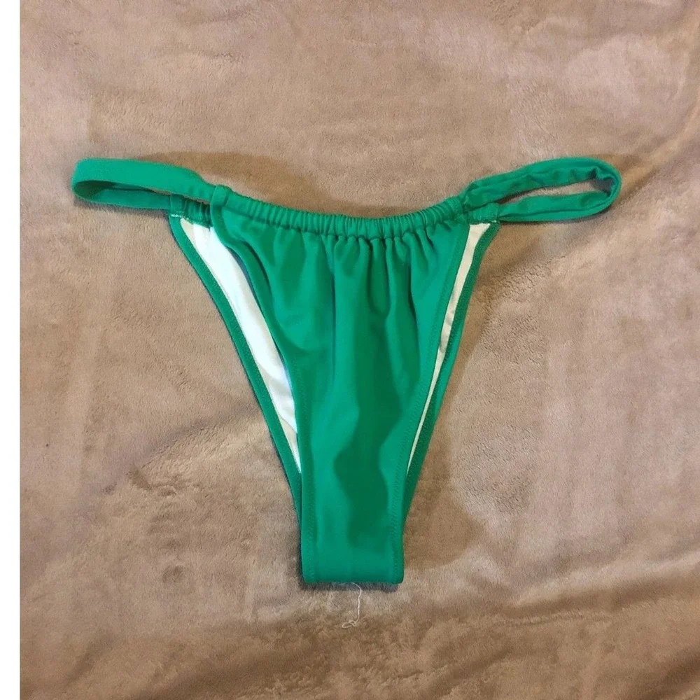 Shade & Shore Green High Leg Ruched Bikini Bottom Large Cheeky‎ Swimwear